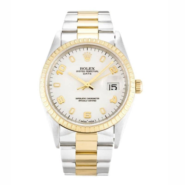 Rolex Oyster Perpetual Date White 15223 Unisex 34MM