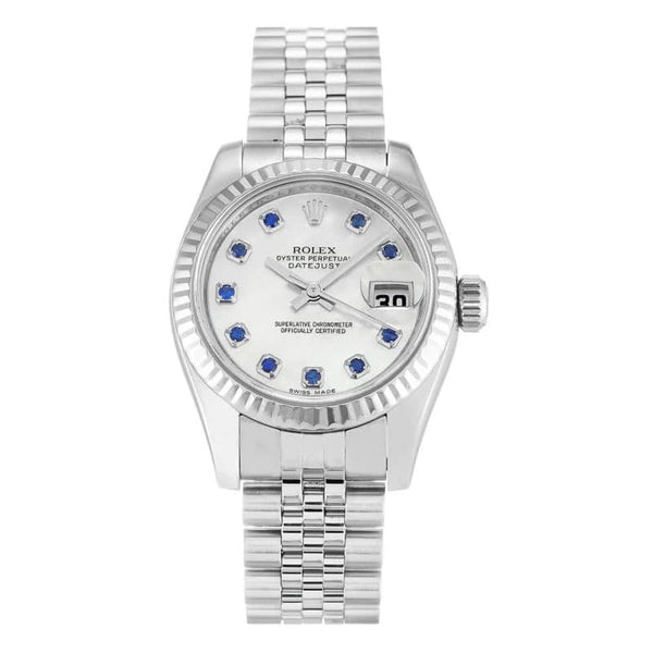 Rolex Datejust Pearl-White & Sapphire Dial 179174 Lady 26MM
