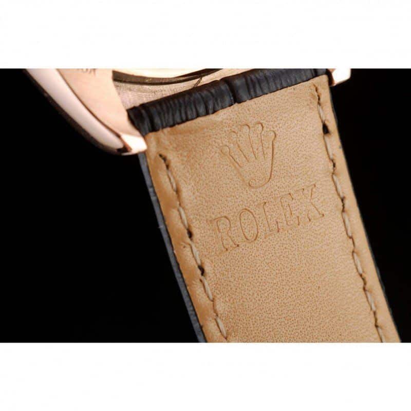 Rolex Daytona Rose Gold Case Black Dial Black Leather Strap