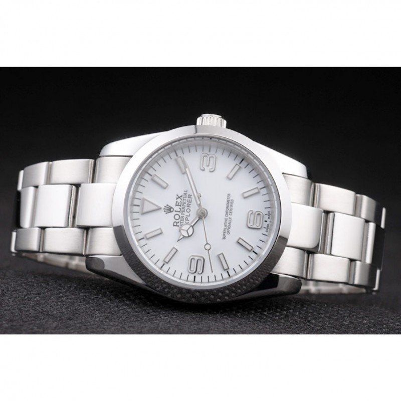 Rolex Explorer Polished Stainless 98086 Steel White Dial Men 37MM
