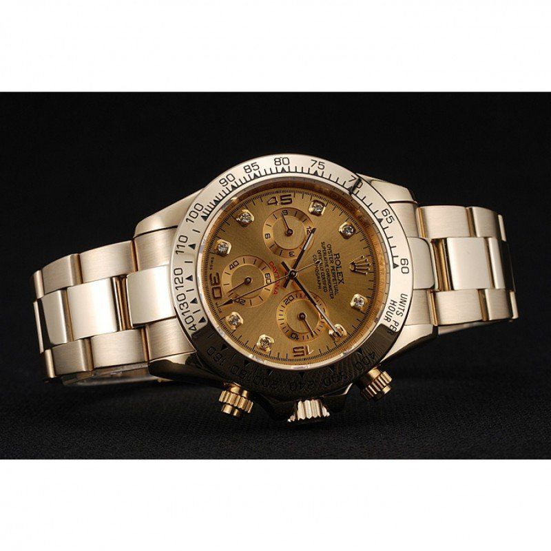 Rolex Cosmograph Daytona Brown Dial Diamond Numerals Gold Case And Bracelet 1454245